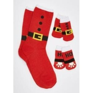 Red Santa Matching Pet Sock Set